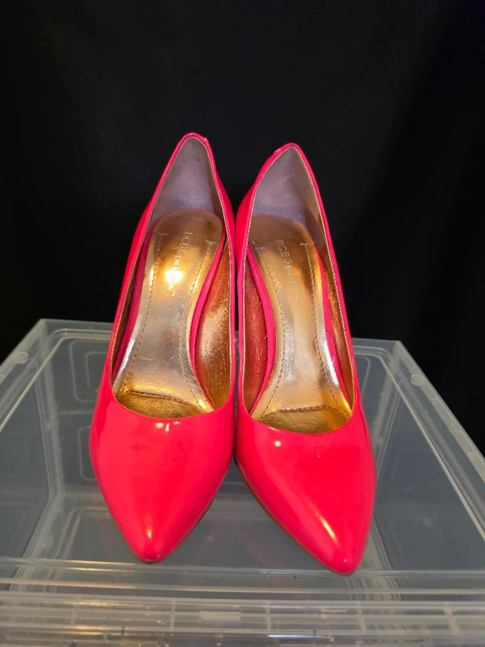 BCBG Generation Hot Pink Patent Pointed Toe Stiletto Pumps Heels